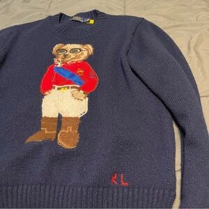 Ralph Lauren Navy Sweater with Bear Design